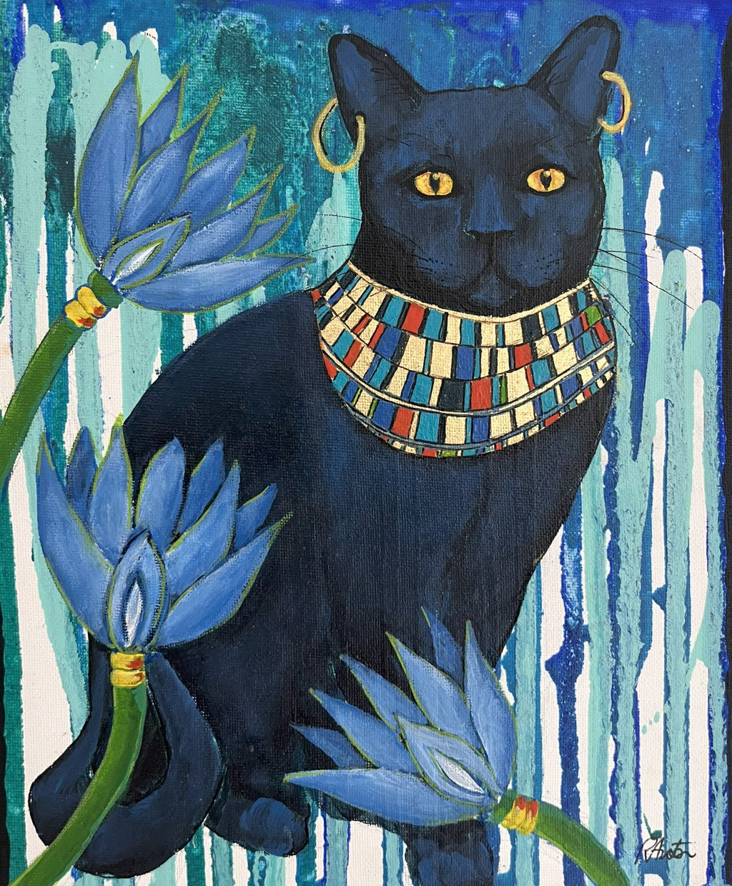 69164a62e1b8ea140711df10_bastet-with-blue-lotus-2-rachel-auton-mixed-media-30cm-x-25-cm-180_1765079881573.jpg