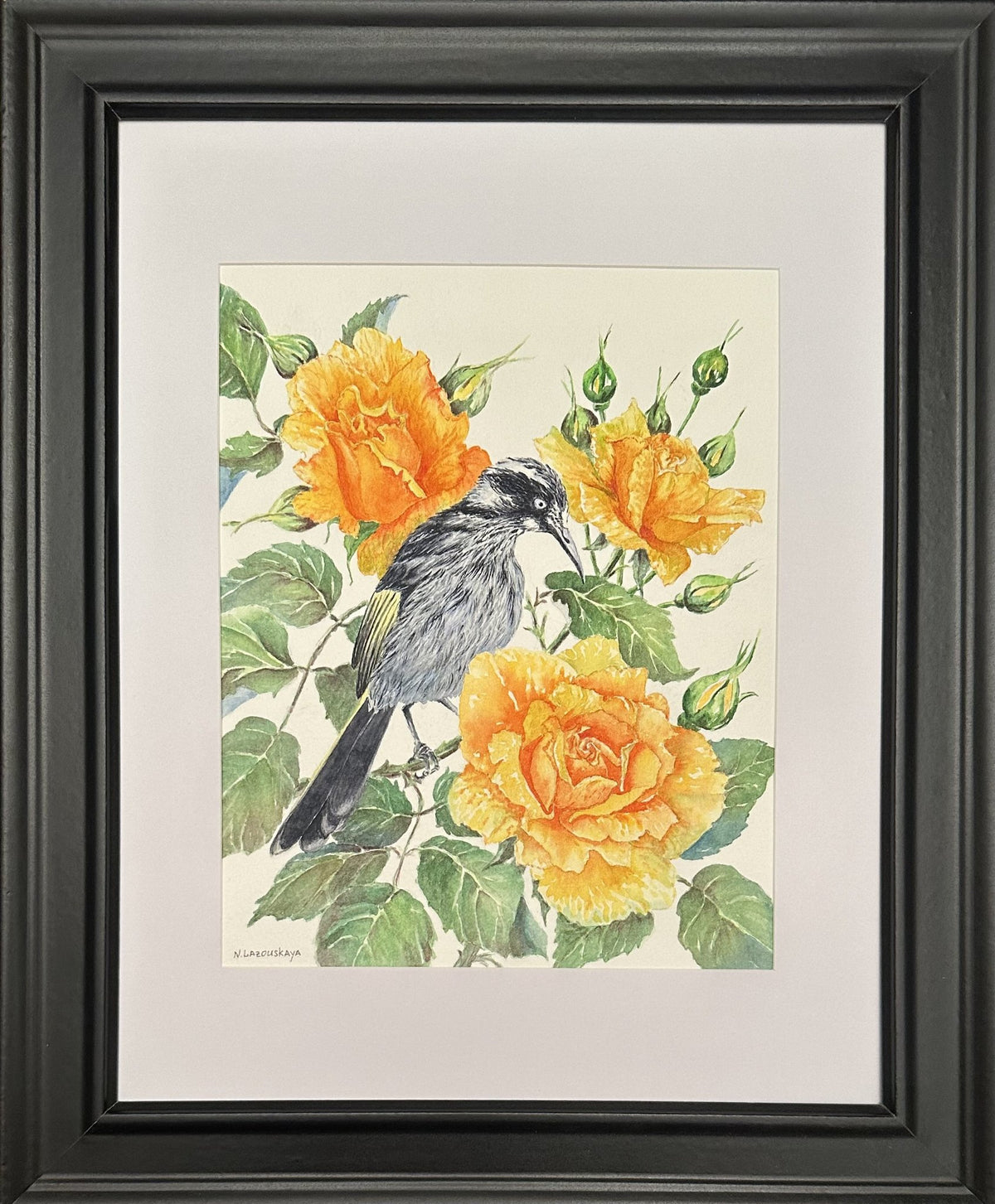69164a62e1b8ea140711df10_honeyeater-with-yellow-roses-framed_1792833387663.jpeg